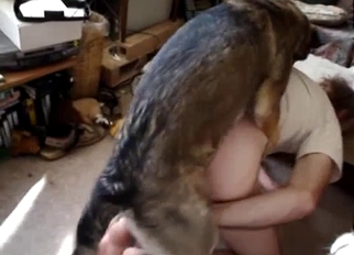 Dog fucked her wet hole in doggy style