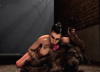 Awesome busty babe and her stunning beast