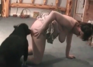 Astonishing dog fucked her wet muff