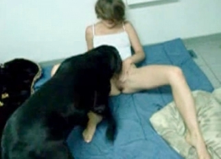 Good black dog fucked her wet cunt