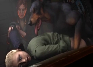 Muscled 3D doberman fucked her cunt