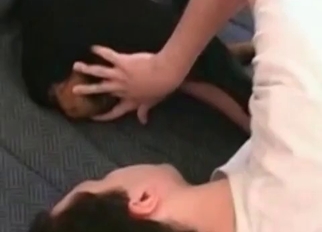 Cute black doggy fucked in sideways pose