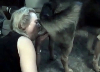 Blonde can't get enough of dog cock