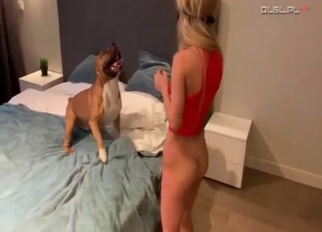 Godlike homemade bestiality with a puppy