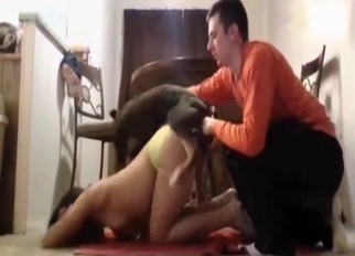 Dog fucked her wet hole from behind